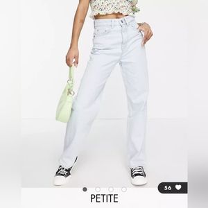 Stradivarius Petite 90s dad jean in bleach wash